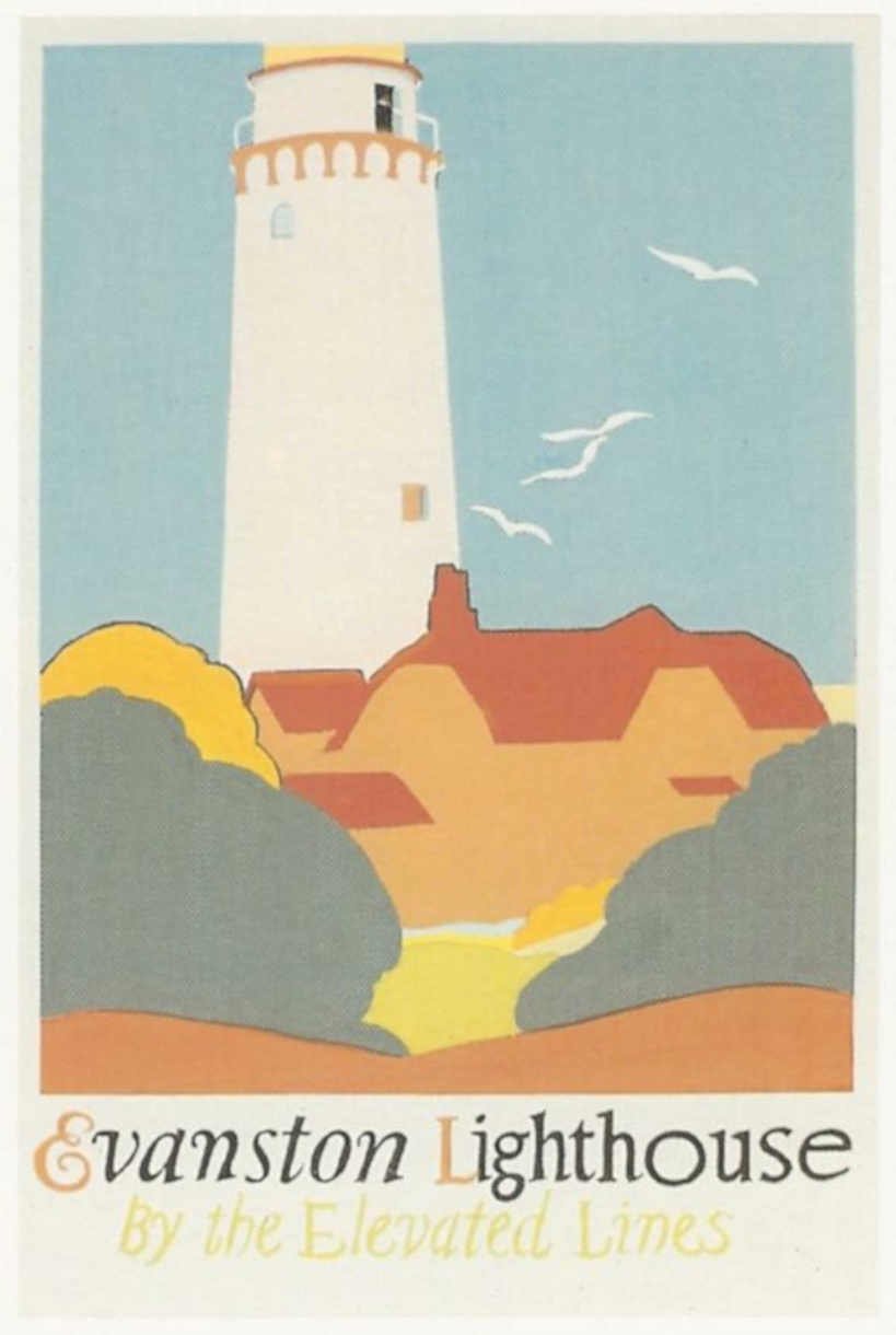 Evanston Lighthouse Elevated Vintage Retro Advert Poster A4 Photo Print