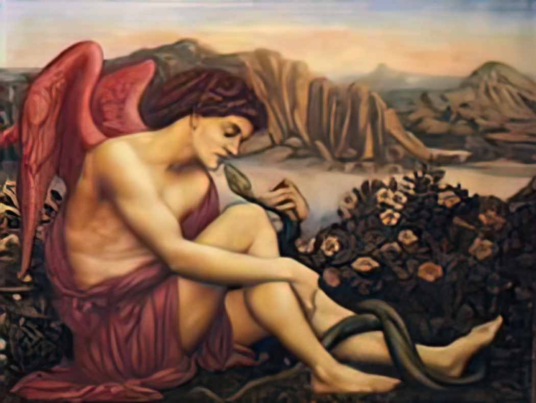 Evelyn De Morgan the angel with the serpent 1975 Art A4 Photo Print UK