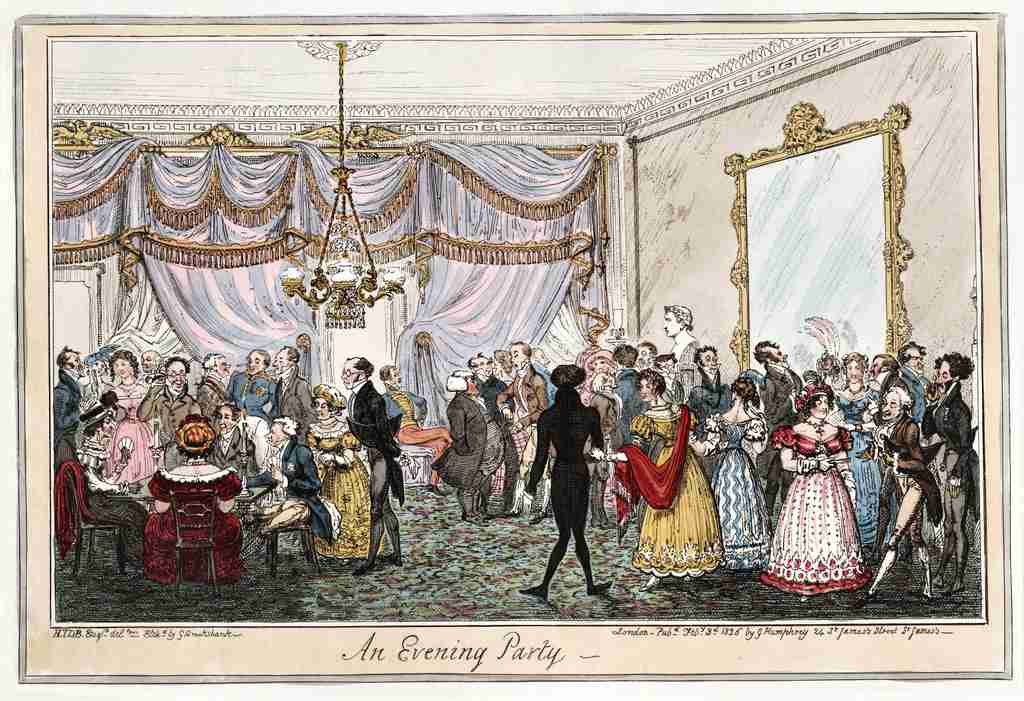 Evening Party 1826 Cartoon Joke 001 Vintage A4 Photo Print