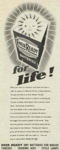 Ever Ready Batteries 1950s Vintage Retro Advert Poster
