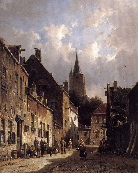 Eversen Adrianus A Dutch Street Scene A4 Photo Print