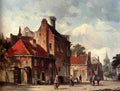 Eversen Adrianus View Of Town With Figures In A Sunlit Street A4 Photo Print