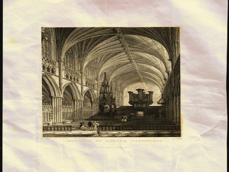 Exeter Cathedral Devon Great Britain England Challis Allom 1830 Vintage A4 Photo Print
