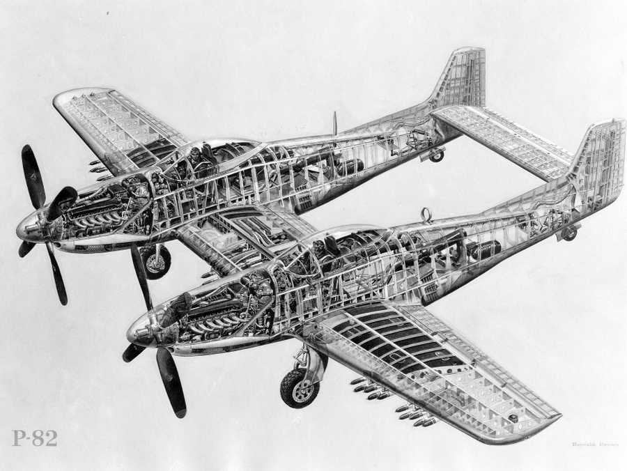 F 82 Twin Mustang cutaway A4 Photo Print