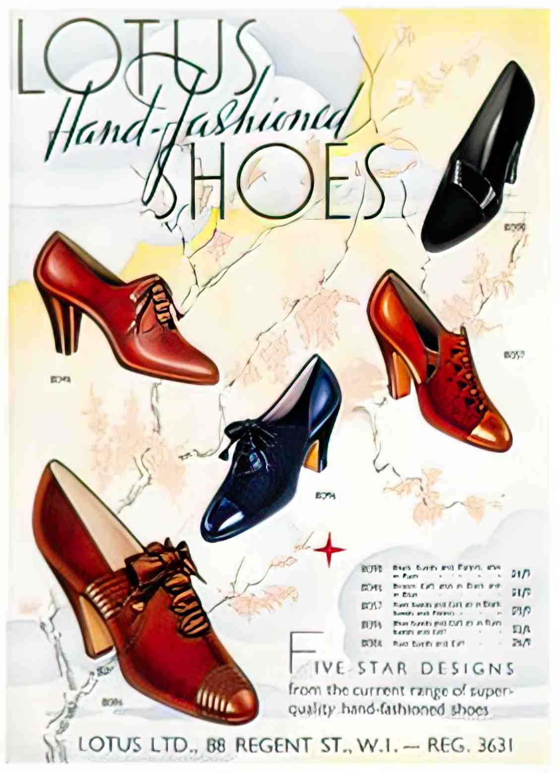 FASH1006, Lotus Shoes, 1938 Advert A4 Photo Print