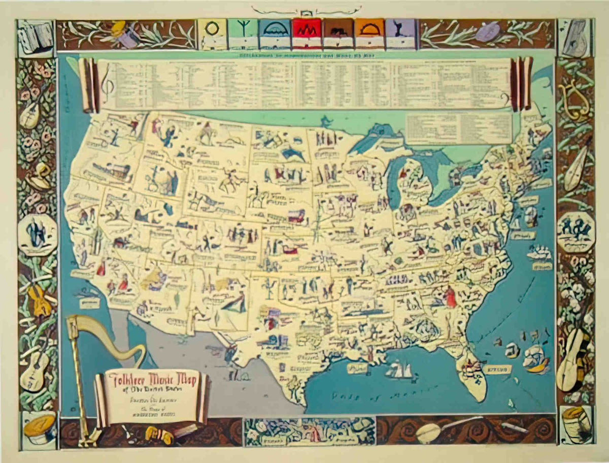 FOLKLORE MUSIC MAP Advert A4 Photo Print