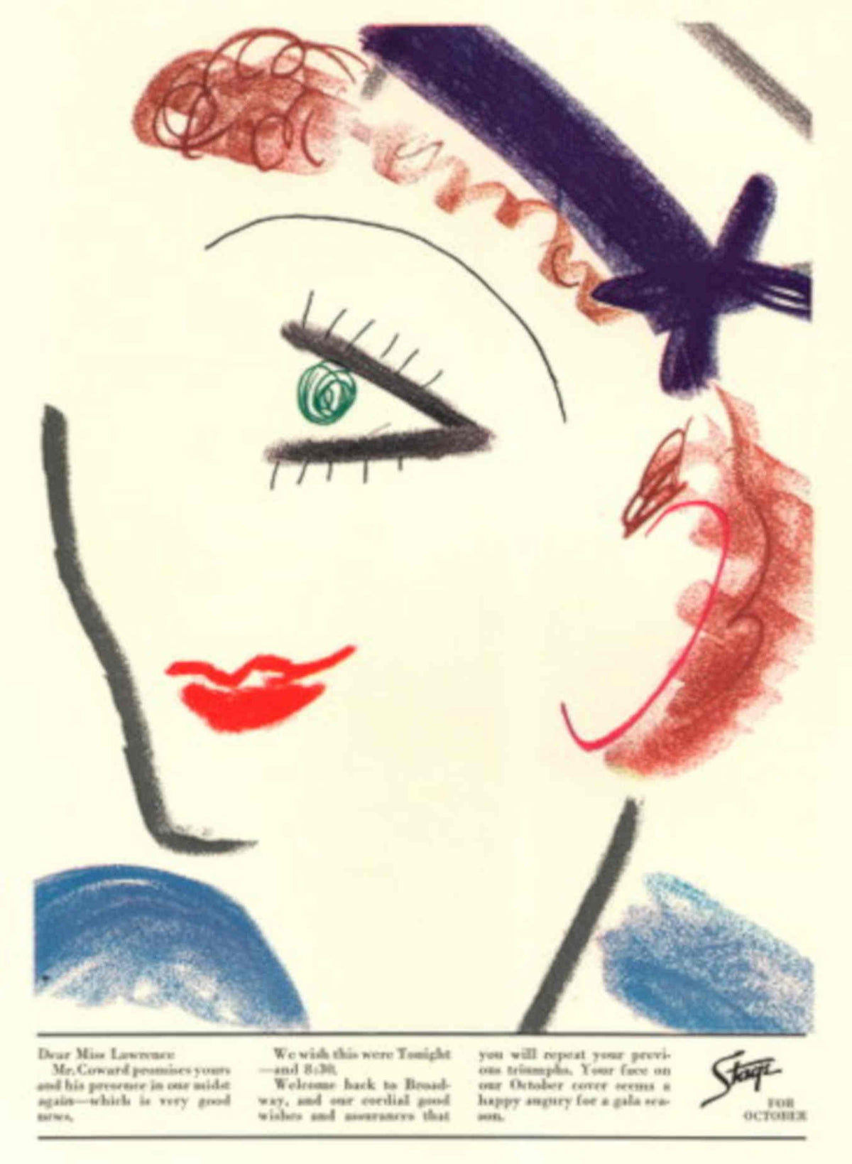 Faces October Logo 1930s Vintage Retro Advert Poster