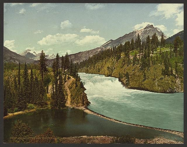 Falls of the Bow River Banff Alberta Vintage A4 Photo Print