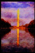Famous Landmarks 288002 Washington Monument At Night A4 Limited Edition Watercolour Print