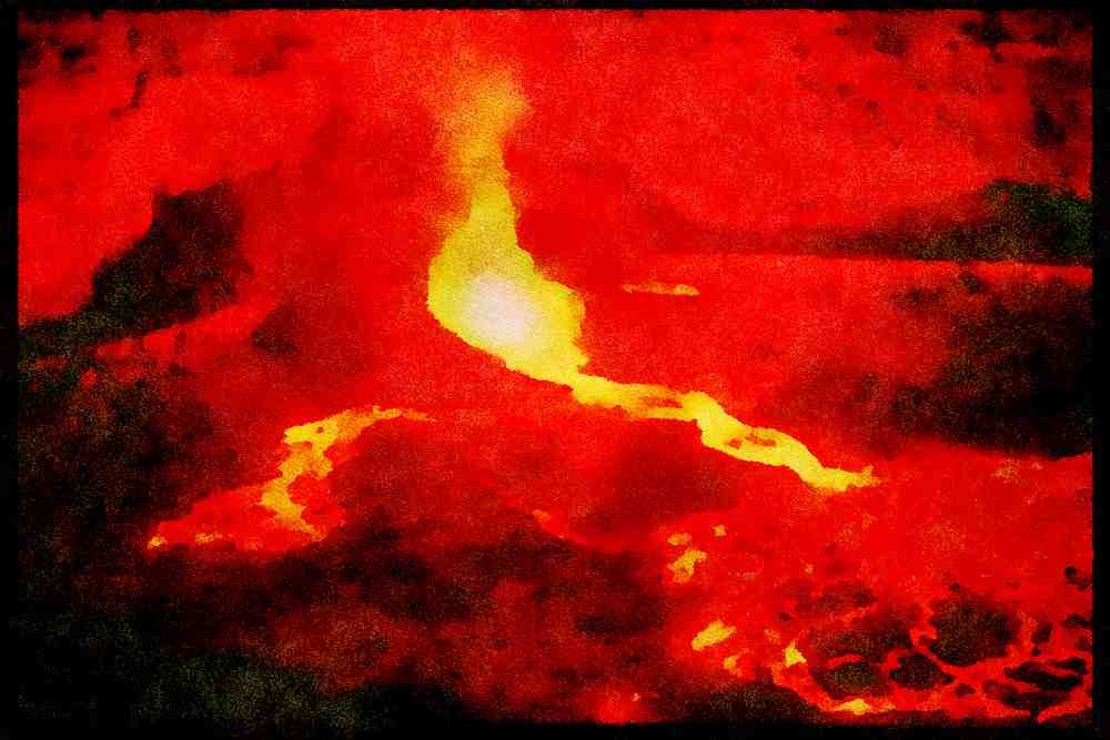 Famous Landmarks 288005 Kilauea Volcano Calders And Lava Lake A4 Limited Edition Watercolour Print
