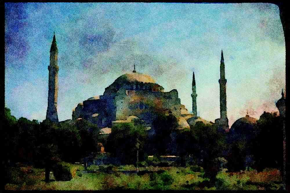 Famous Landmarks 288007 Aya Sofia Mosque, Istanbul A4 Limited Edition Watercolour Print