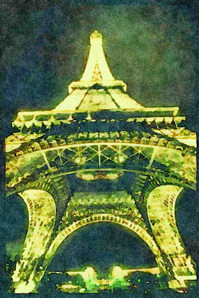 Famous Landmarks 288013 The Eiffel Tower At Night A4 Limited Edition Watercolour Print