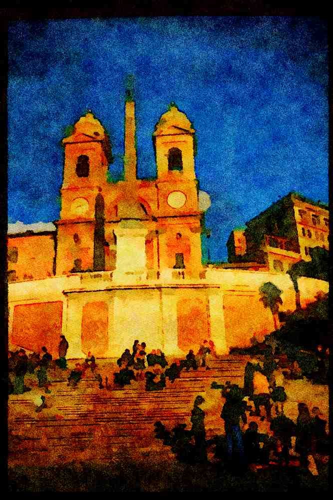 Famous Landmarks 288016 The Spanish Steps, Rome A4 Limited Edition Watercolour Print