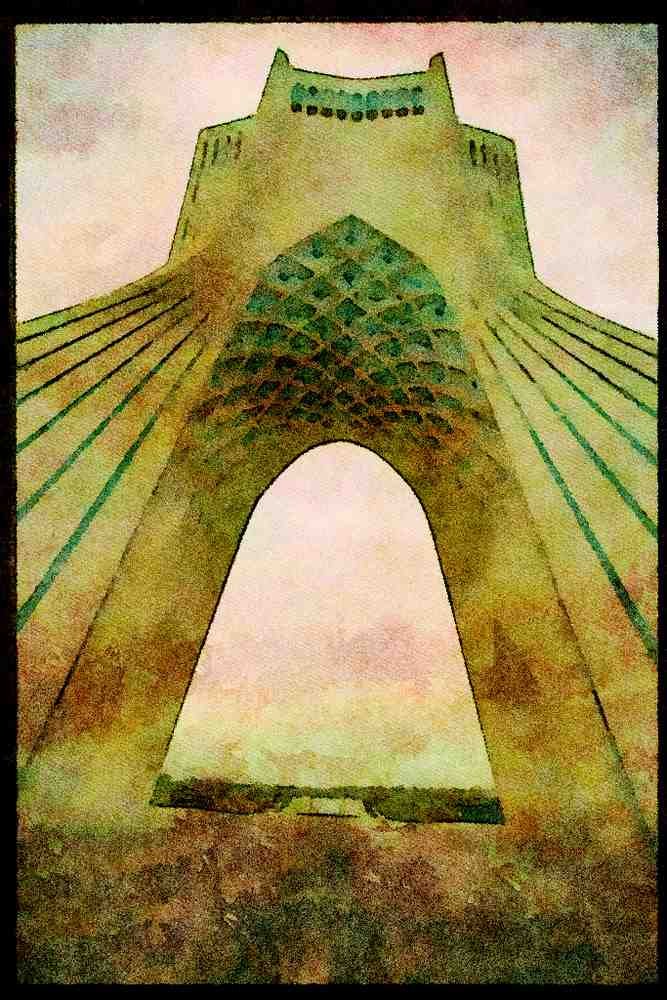 Famous Landmarks 288018 Shah en Shah Monument, Tehran A4 Limited Edition Watercolour Print