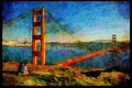 Famous Landmarks 288027 Golden Gate Bridge, San Francisco A4 Limited Edition Watercolour Print
