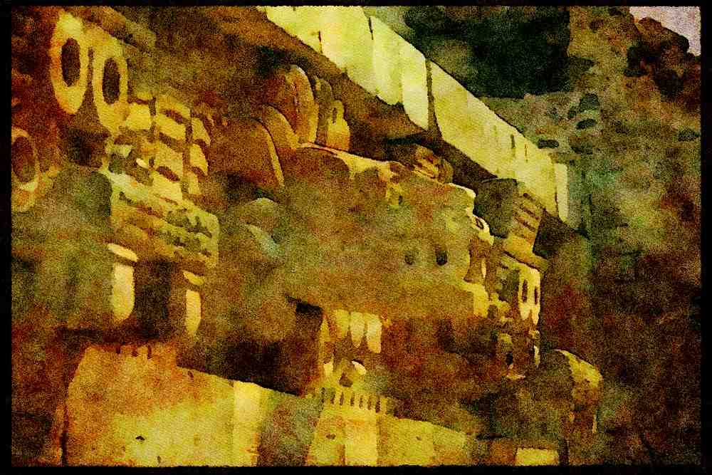Famous Landmarks 288029 Teoteocan (Aztec) Jaguar Temple, Mexico A4 Limited Edition Watercolour Print