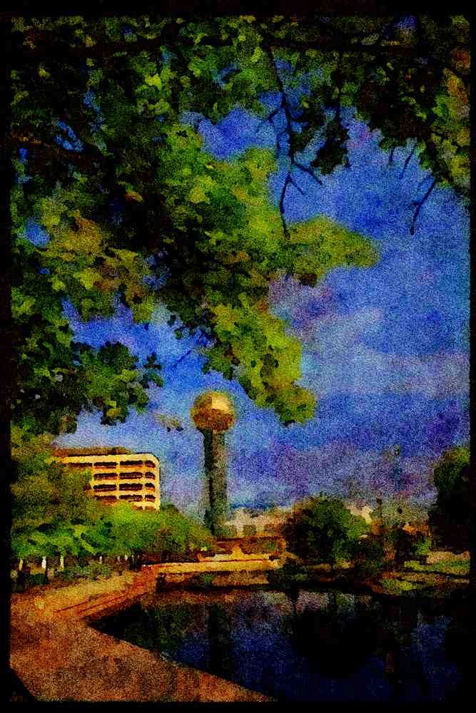 Famous Landmarks 288030 Knoxville Skyline, Tennessee A4 Limited Edition Watercolour Print