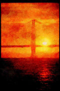Famous Landmarks 288031 Golden Gate Bridge At Sunset A4 Limited Edition Watercolour Print