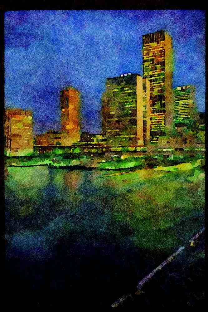Famous Landmarks 288041 Sydney Harbor And Night Skyline A4 Limited Edition Watercolour Print