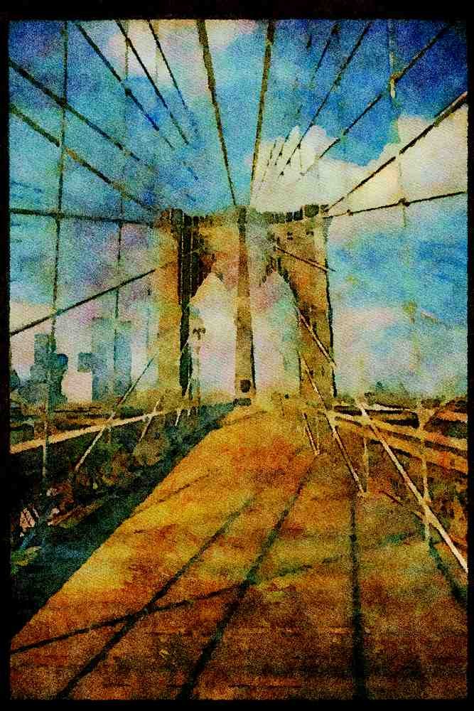 Famous Landmarks 288047 The Brooklyn Bridge A4 Limited Edition Watercolour Print