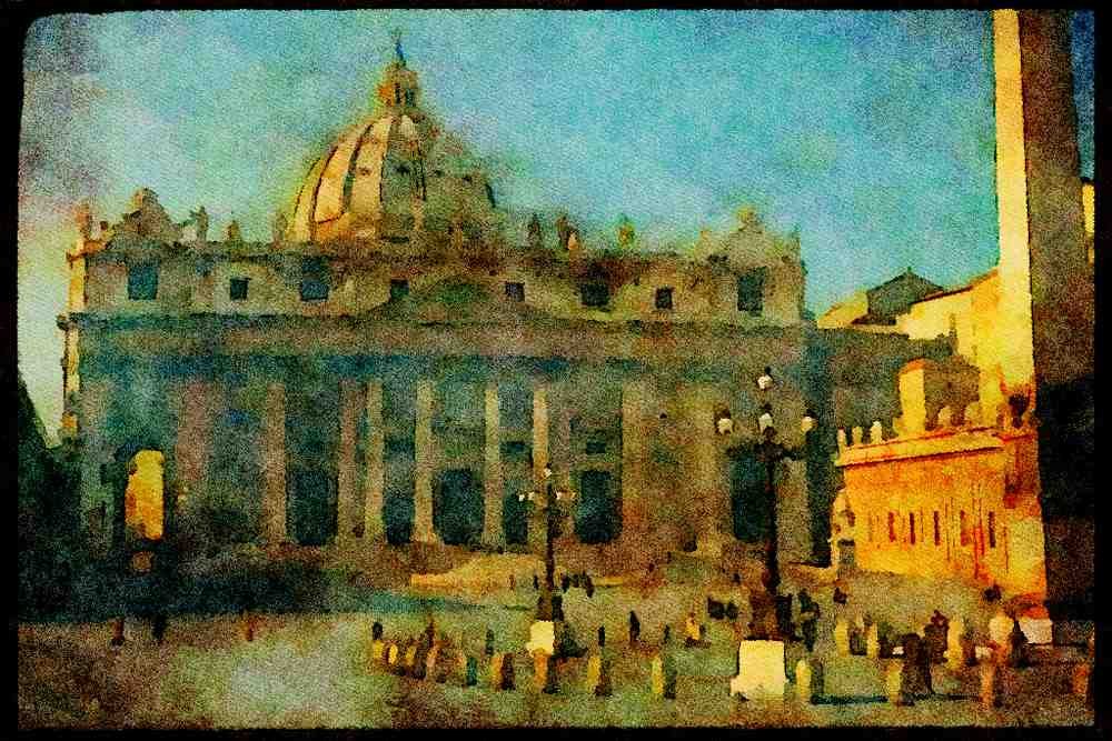 Famous Landmarks 288049 St. Peter's Basilica A4 Limited Edition Watercolour Print