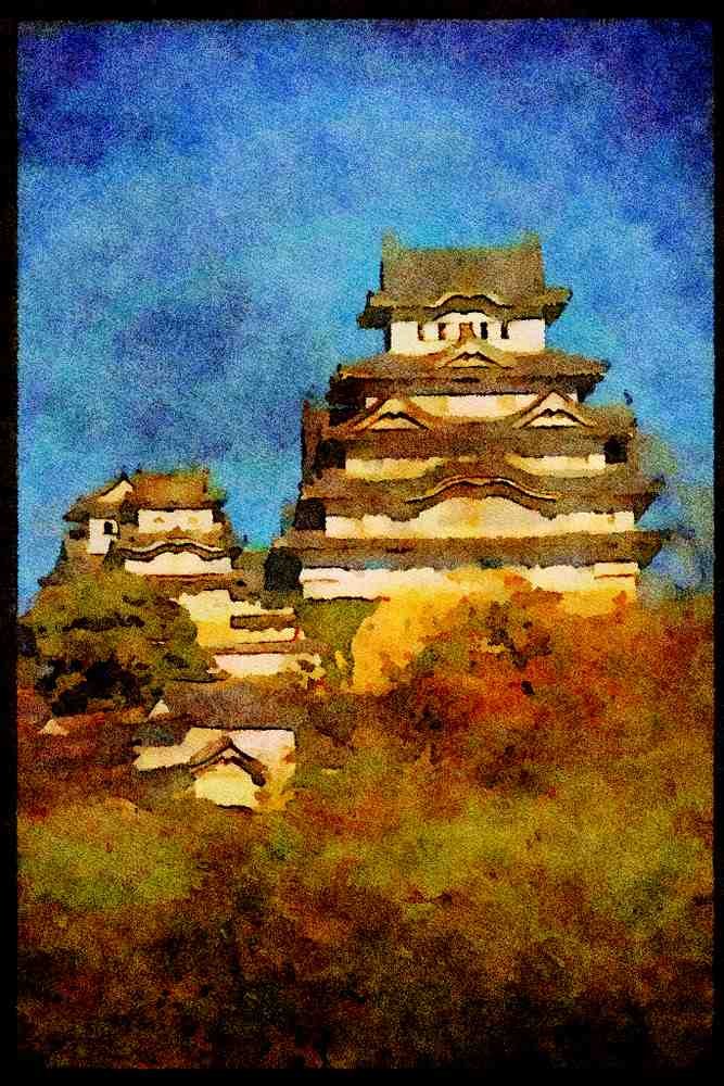 Famous Landmarks 288050 Himeji Castle From Imperial Japan A4 Limited Edition Watercolour Print