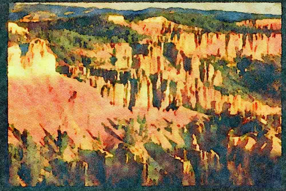 Famous Landmarks 288053 Bryce Canyon National Park, Utah A4 Limited Edition Watercolour Print