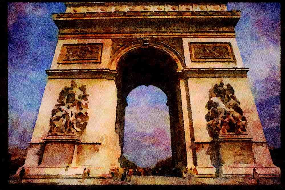Famous Landmarks 288056 L'Arc De Triomphe, Paris A4 Limited Edition Watercolour Print