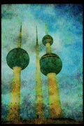 Famous Landmarks 288057 Kuwait City Landmark Water Towers A4 Limited Edition Watercolour Print
