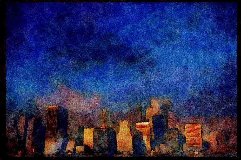 Famous Landmarks 288059 Southern Manhattan Skyline A4 Limited Edition Watercolour Print