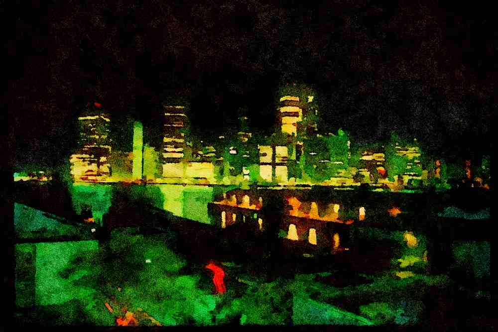 Famous Landmarks 288060 Southern Manhattan Skyline, Brooklyn View A4 Limited Edition Watercolour Print