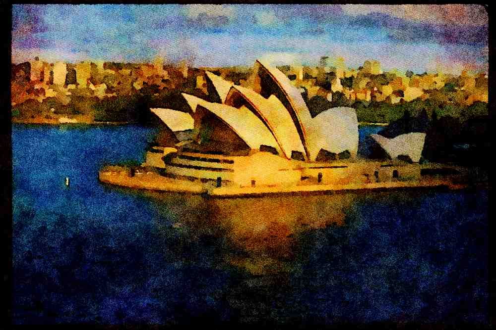 Famous Landmarks 288061 Sydney Skyline And Opera House A4 Limited Edition Watercolour Print