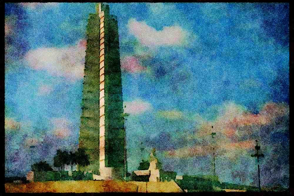 Famous Landmarks 288064 Jose Marti Square, Havana, Cuba A4 Limited Edition Watercolour Print