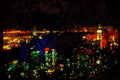 Famous Landmarks 288074 Kowloon Skyline At Night A4 Limited Edition Watercolour Print