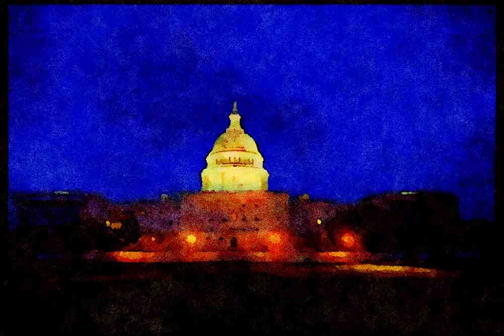 Famous Landmarks 288075 Federal Capitol Building, Washington A4 Limited Edition Watercolour Print