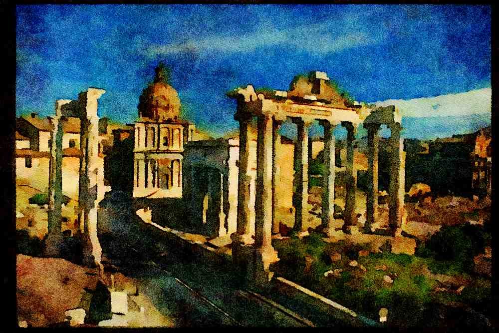 Famous Landmarks 288088 Temple Of Saturn, Roman Forum, Rome A4 Limited Edition Watercolour Print