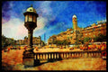 Famous Landmarks 288089 Ratskeller Square, Copenhagen, Denmark A4 Limited Edition Watercolour Print