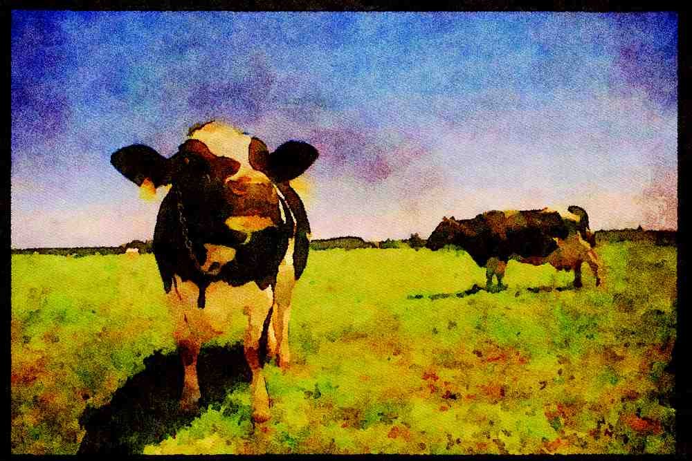 Farm Animals 066013 Holstein Dairy Cattle A4 Limited Edition Watercolour Print