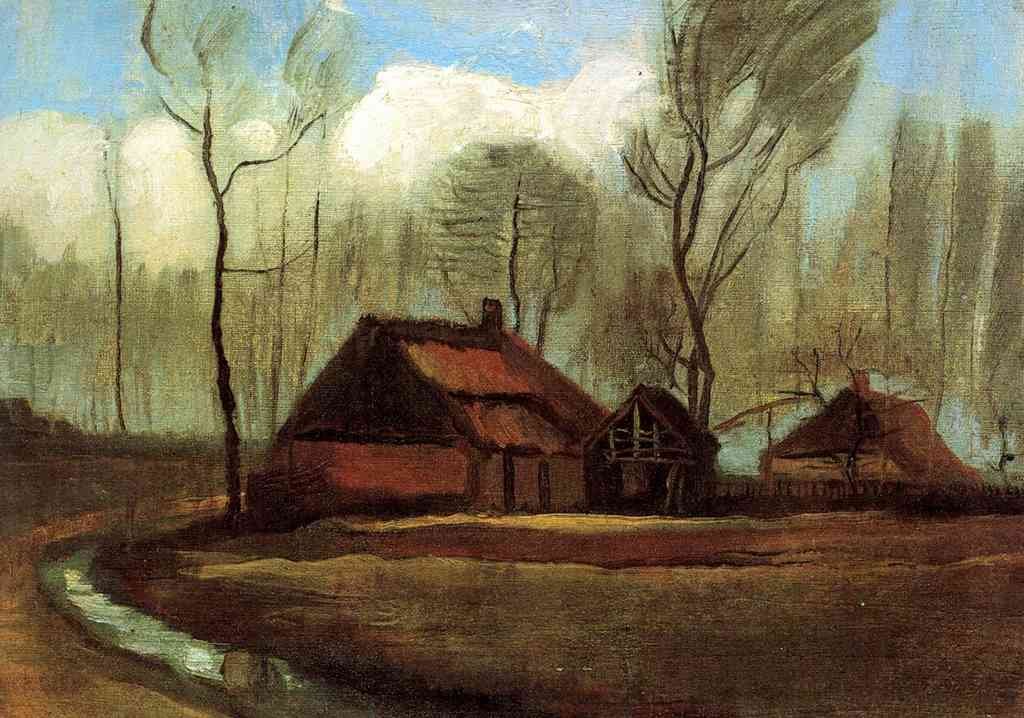 Farmhouses Among Trees Van Gogh A4 Photo Print