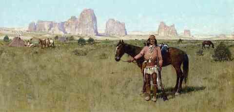 Farney Henry F Warrior And Teepees A4 Photo Print