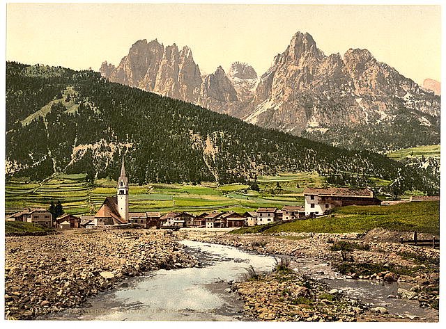 Fassathal St Nicolo & Rosengarten Tyrol Vintage A4 Photo Print