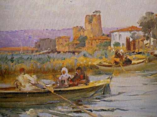 Fausto Zonaro Boat Scene A4 Photo Print