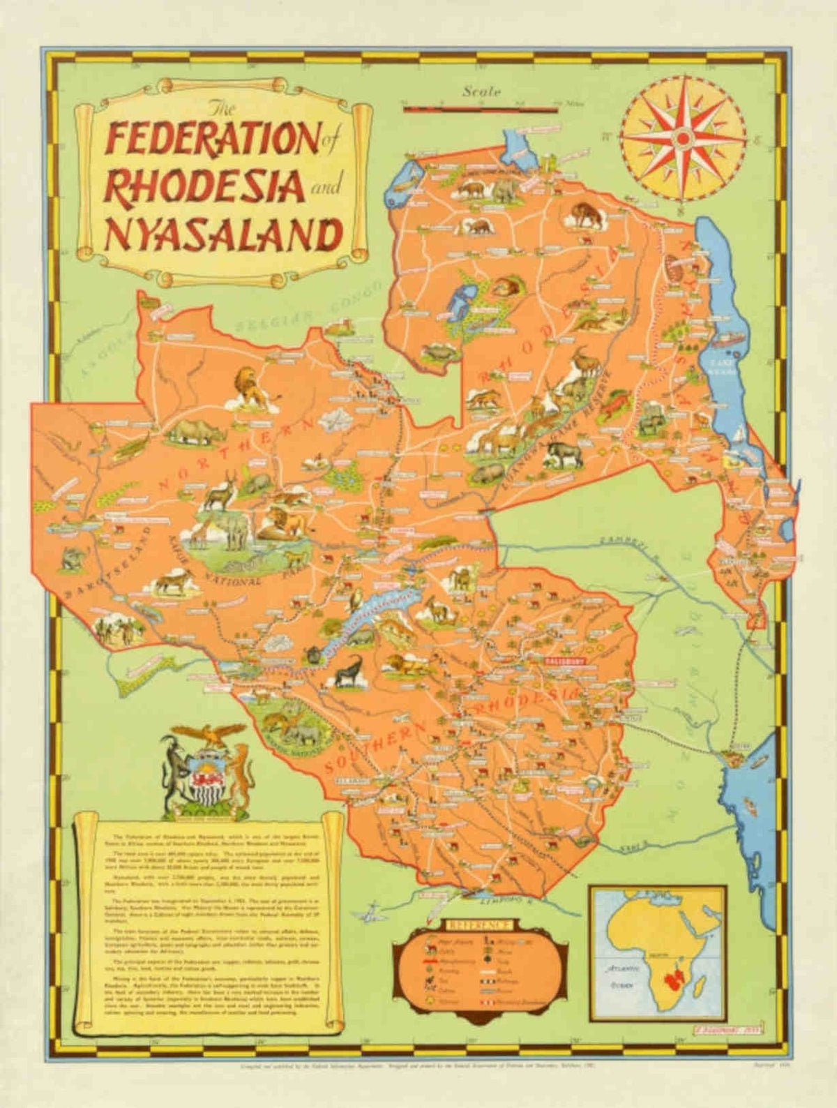 Federation Rhodesia Map Vintage Retro Advert Poster A4 Photo Print