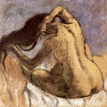 Female combing hair by Degas A4 Photo Print