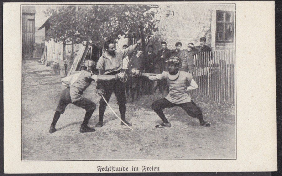 Fencing Germany Fechtstunde In Freien Vintage A4 Photo Print