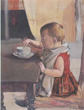 Ferdinand Hodler child by the table 1889 Art A4 Photo Print