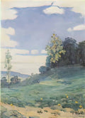Ferdinand Hodler landscape with two small trees Art A4 Photo Print