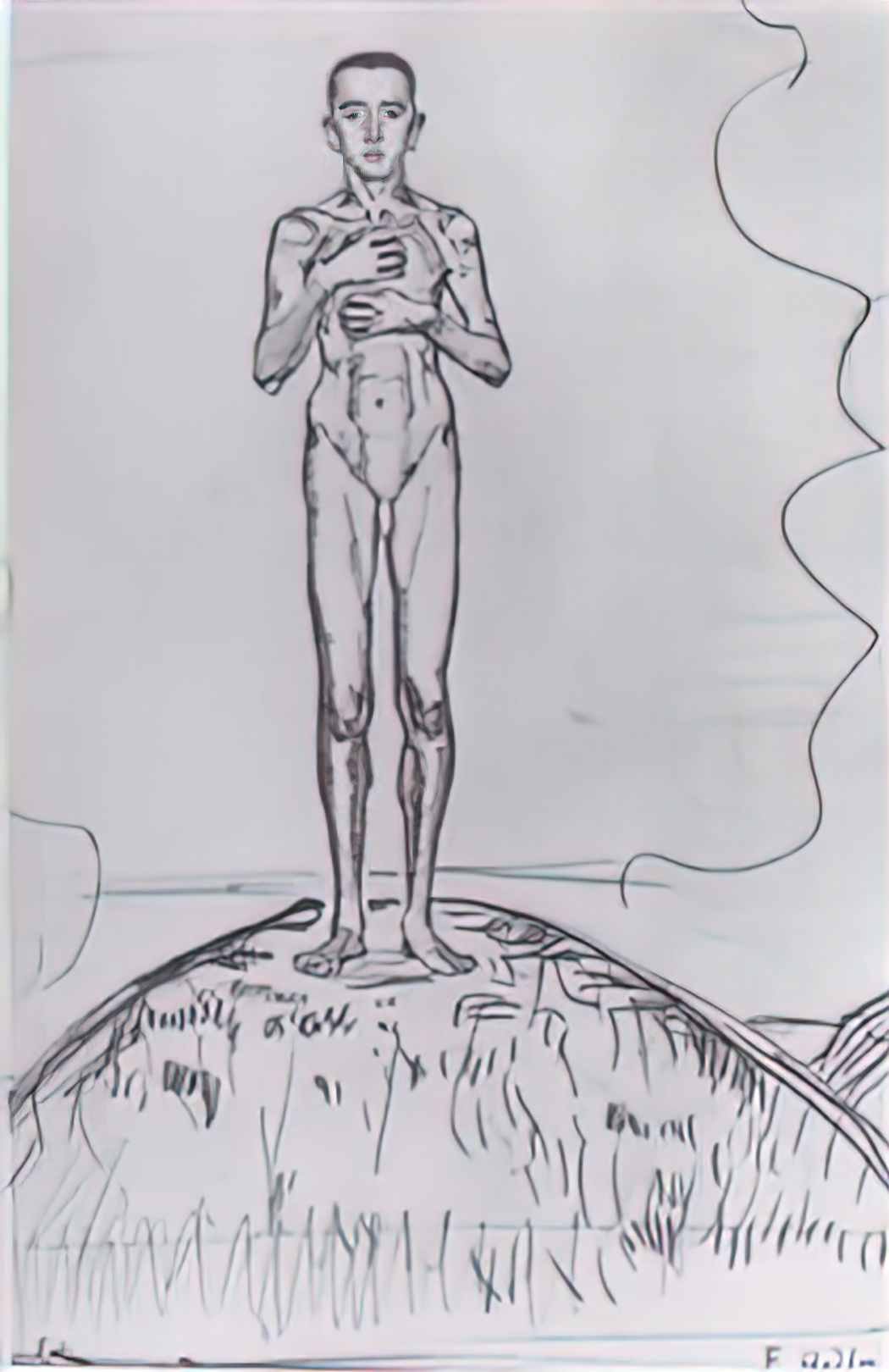 Ferdinand Hodler young man standing on a hill Art A4 Photo Print