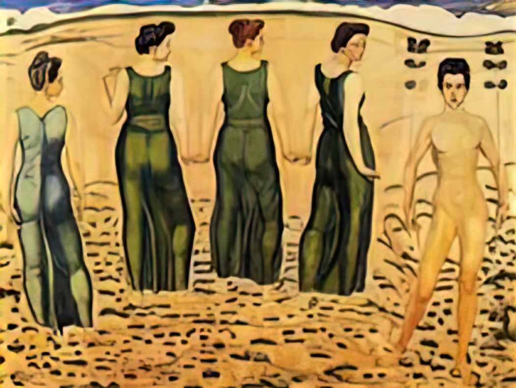 Ferdinand Hodler youth admired by women Art A4 Photo Print