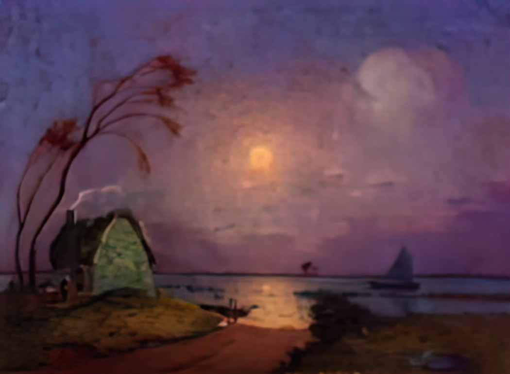 Ferdinand du Puigaudeau puigaudeau ferdinand du cottage in the moonli Art A4 Photo Print